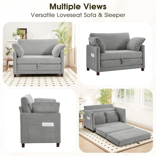 51" Convertible Loveseat Sofa Bed, 2-in-1 Folding Sofa Bed with 2 Pillow...