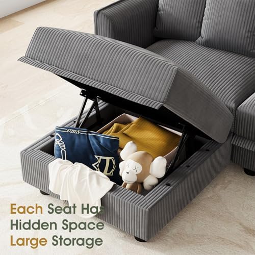 LLappuil 11-Seat Modular Sectional Sofa with Storage, Oversized V-Shaped Cord...
