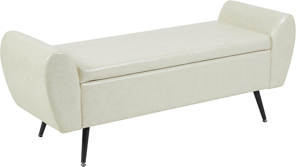 Faux Leather Storage Bench for Bedroom, Extra Long Bench for King Size Bed, M...