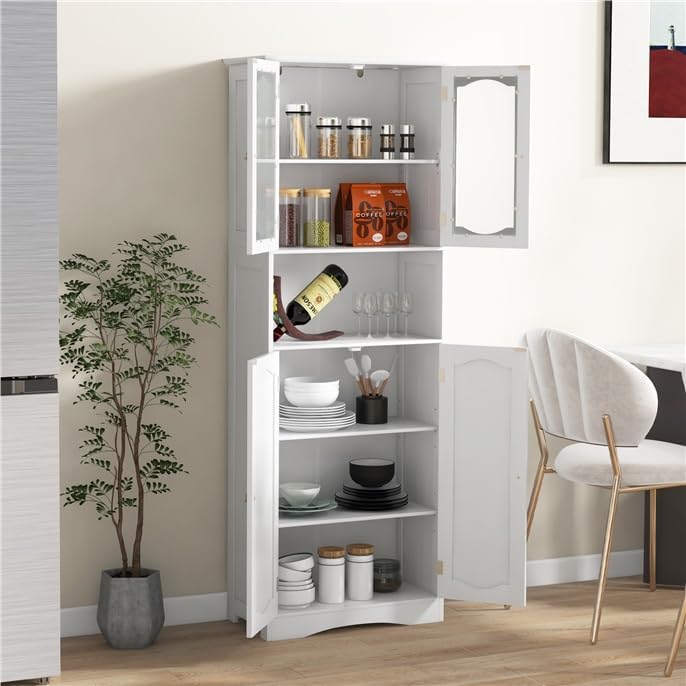NAFORT Tall Storage Cabinet, Freestanding Cupboard with Adjustable Shelves, F...