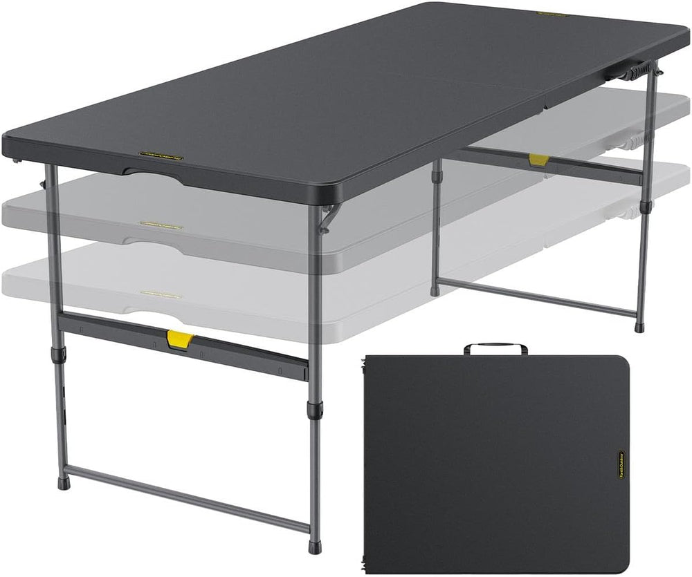 FanttikOutdoor Folding Table 6ft Quick Adjust 3 Heights Picnic Party Dining |...