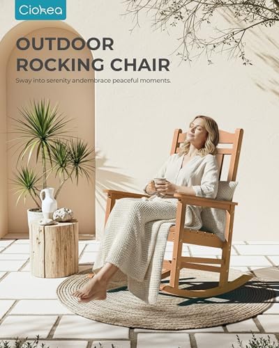 Ciokea Oversized Outdoor Rocking Chairs Set of 2, 380lbs Heavy-Duty Large Pat...