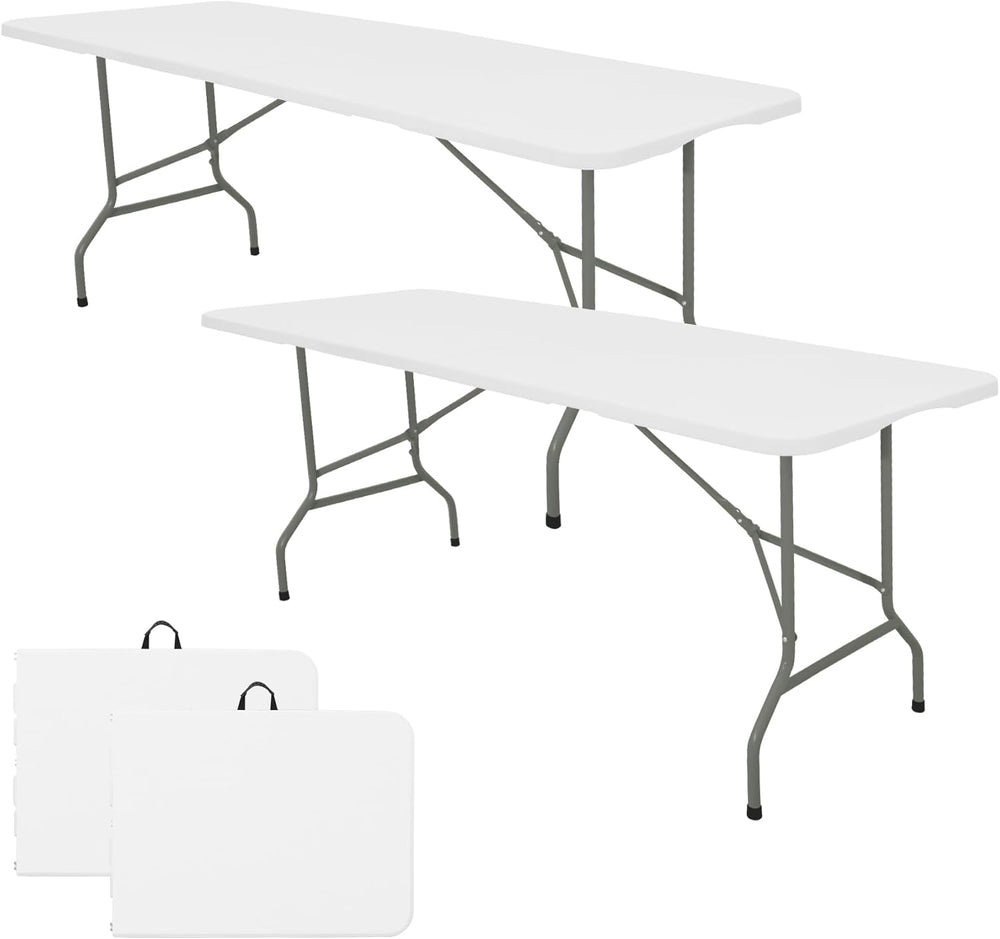 HAISIWLKJ Folding Table 5 FT Lightweight Camping Table White Portable Plastic...
