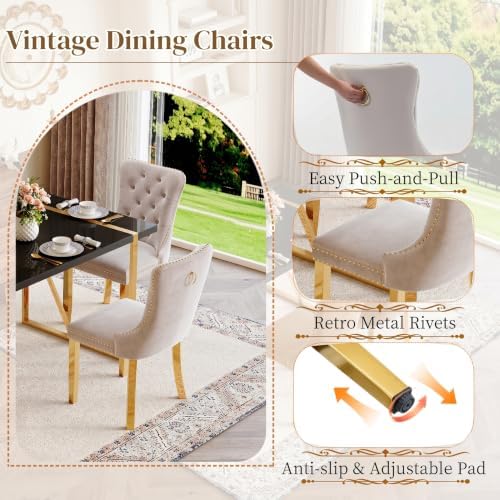 Glass Dining Table Set for 6,Modern Black Gold Dining Table Set,63" | Te...