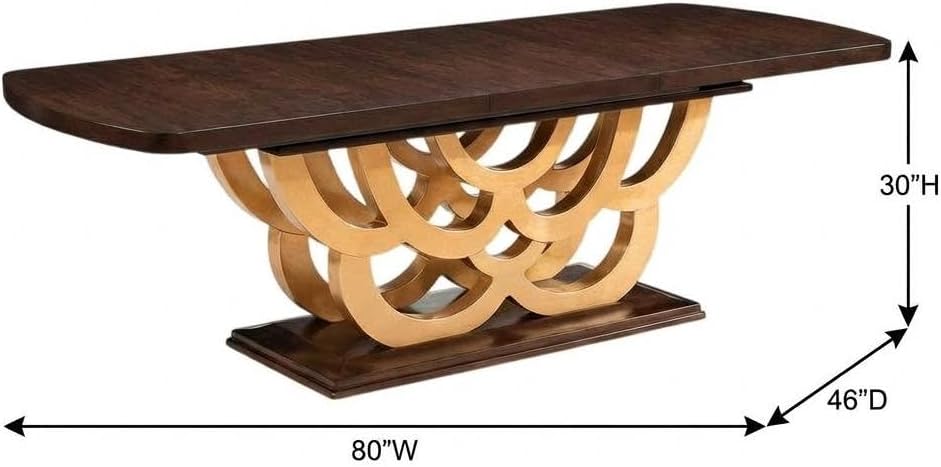 Michael Amini Brown Rectangular Pedestal Dining Table Solid and Manufactured ...