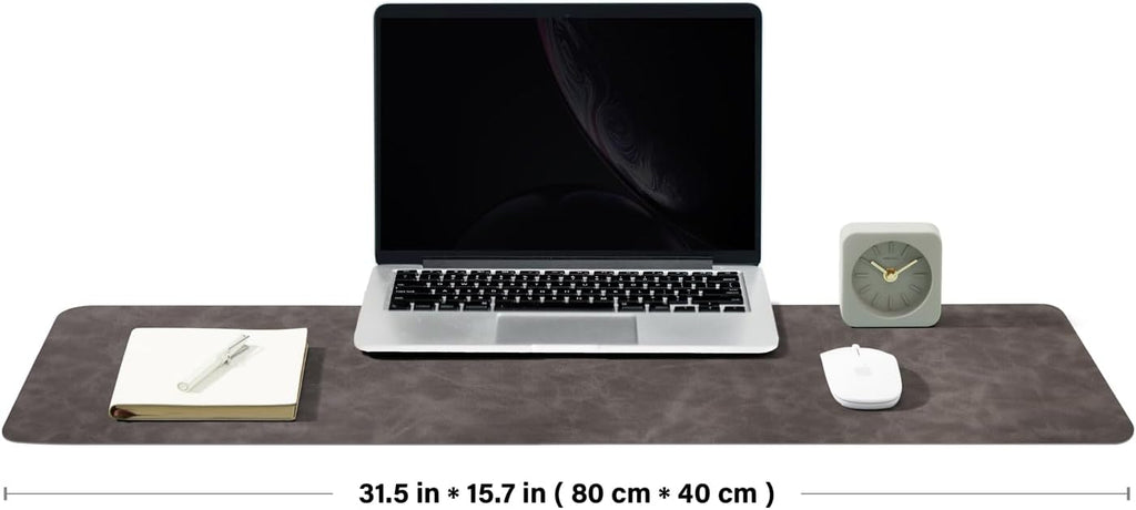 Distressed Leather Desk Mat - Non-Slip PU Desk Pad for Office and Home - Desk Organization and Accessories - Ideal for Large Mouse Pad and Desk Mats on Top of Desks(Slate Gray,31.5"x 15.7")