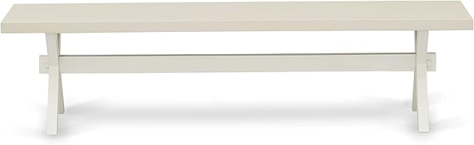 East West Furniture X027MZ001-6 6 Piece Kitchen Table Set Contains a Rectangle Dining Table with X-Legs and 4 Cream Linen Fabric Upholstered Chairs with a Bench, 40x72 Inch, Multi-Color