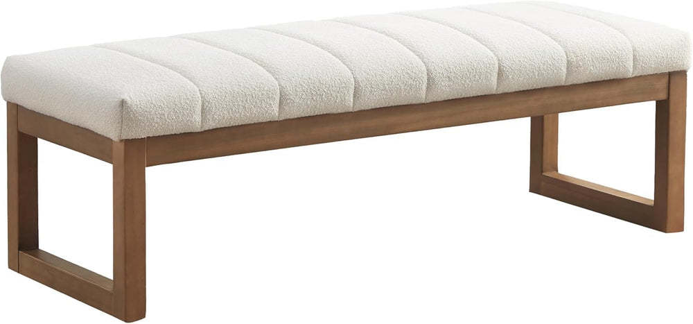 Zihanhome 52.7" Bedroom Bench for End of Bed, Modern Upholstered Teddy F...
