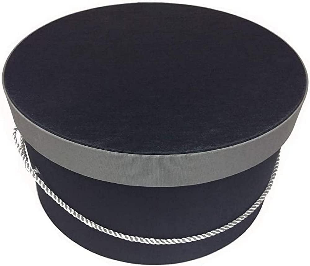 Sarah's Hat Boxes Classic Black/Gray Hat Box – 18.5" x 9.5" (Dia. x Ht.) Handmade in USA – Odorless Non-Toxic Adhesive, Cording Handle – Premium Storage for Hats & Accessories