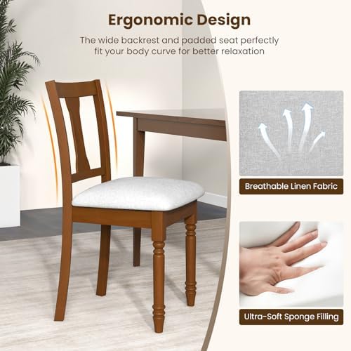 GOFLAME Upholstered Dining Chairs Set of 4, Wooden Dining Chairs with Padded ...