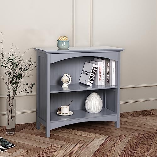 eHemco 2 Tier Bookcase, 29 Inches, Gray