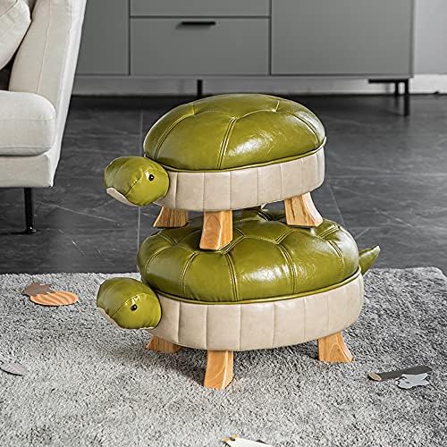 Animal Ottoman Footstool, Turtle Sofa Stool, PU Leather Upholstered Wood Otto...