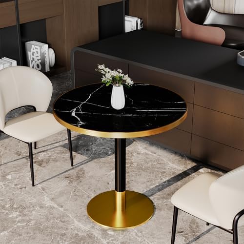 31.5" Round Tulip Table with 1.2" Thick Nero Marquina Sintered Ston...