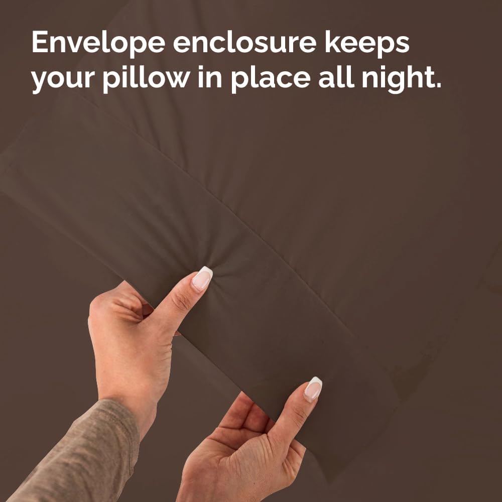Standard Pillow Cases - 4 Pack - Super Soft Pillowcase Covers - Envelope Enclosure - Hotel Quality Pillow Protectors - Wrinkle Free, Shrink and Stain Resistant - Machine Washable - 20" x 26" (Brown)