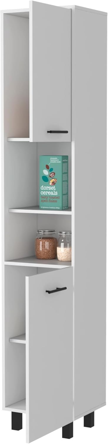 Small White 2-Door Pantry Cabinet with Shelving, Kitchen Storage, Versatile C...