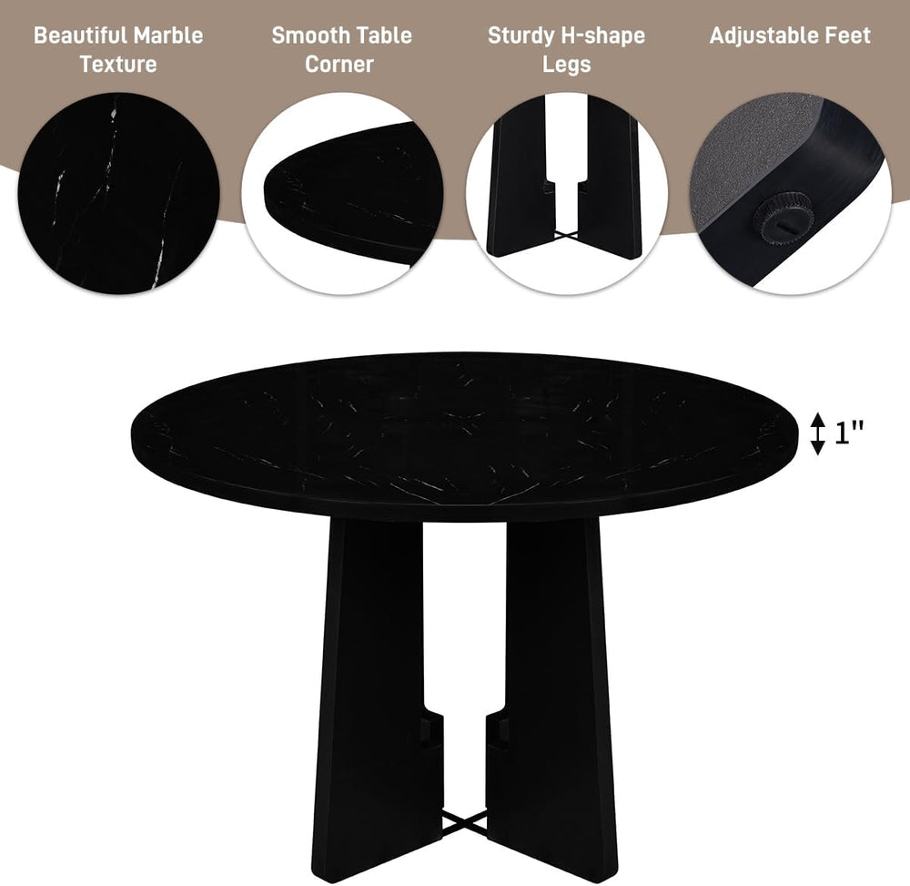 5-Piece Round Dining Table Set, 43-Inch Modern Dining Table and 4 Upholstered...