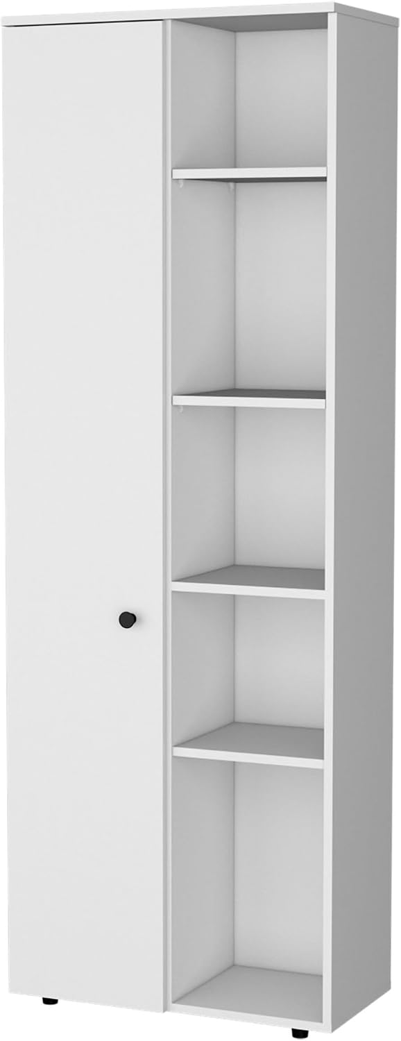 Harman Kitchen Pantry with 1 Door and 5 Open Shelves, White | Five open shelv...