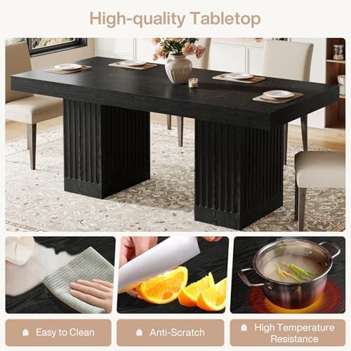 Tribesigns Dining Table for 4-6 People, 63 Inch Modern Rectangle Kitchen Tabl...