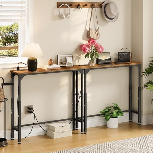 CHOEZON 29.5" Narrow Console Table with Adjustable Height (21.1"-29...