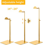 Purse Display Stands, 4 Pack Gold Purse Display Rack Stainless Steel Handbag Display Stand Adjustable Height Bag Display Stand Holder Anti-fingerprint for Retail Boutiques Commercial Store