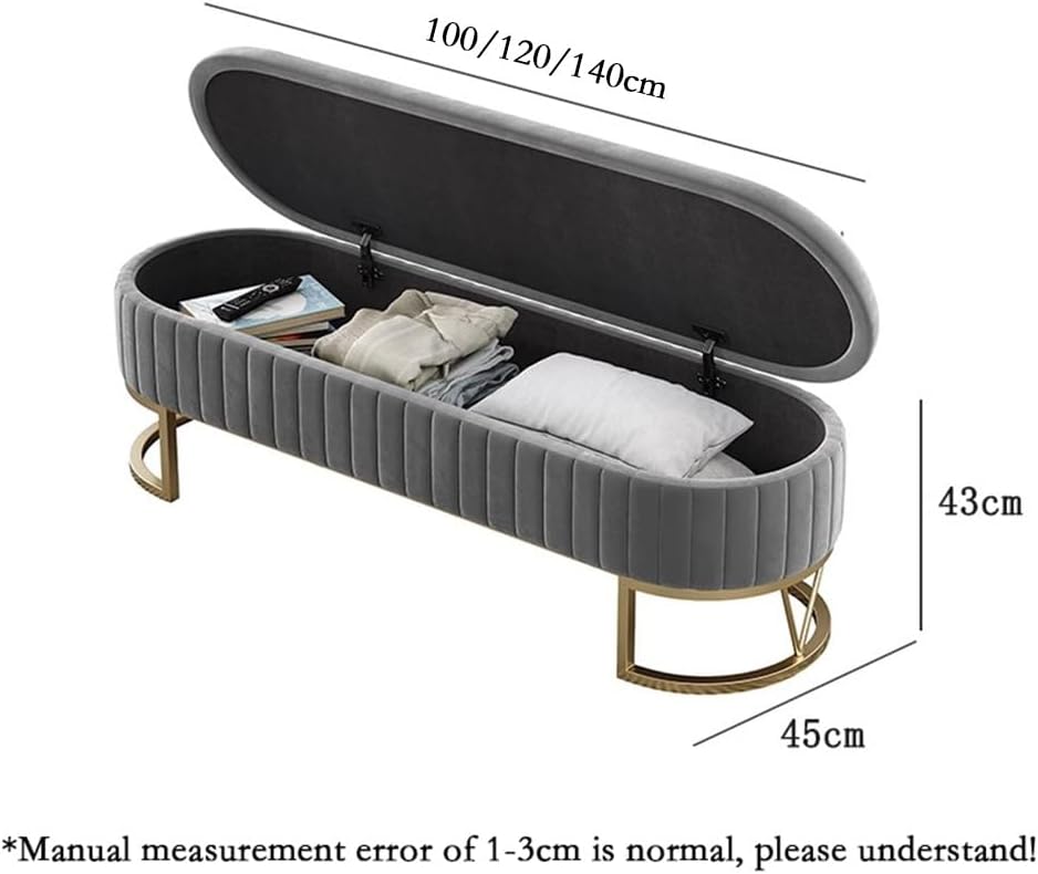 Modern Storage Bench Upholstered Bedside Stool with Metal Legs Modern for Liv...