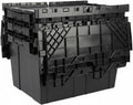 Hudson Exchange 21.9 x 15.2 x 12.8” (3 Pack) Storage Tote Distribution Container with Hinged Attached Lid, Black