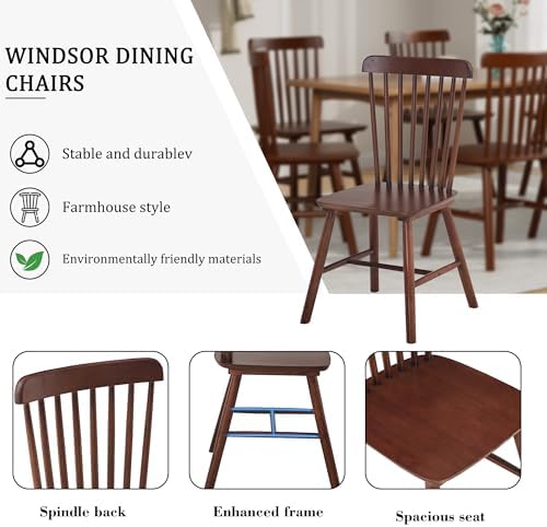 Dining Chairs Set of 6, Farmhouse Solid Wood Windsor Kitchen Chairs Set with ...