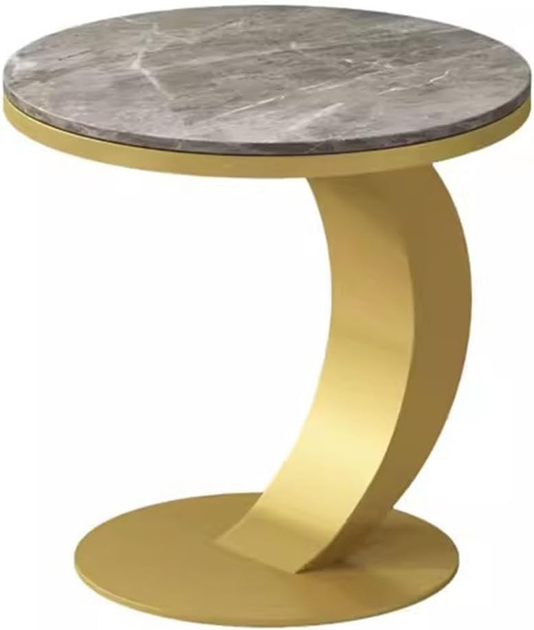 Minimalist C-Shaped Accent Table, Premium Sintered Stone Top, Anti-Scratch &a...