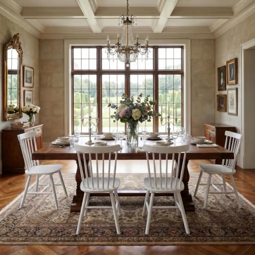 Windsor Dining Chairs Set of 2, Spindle Back Wooden Chairs