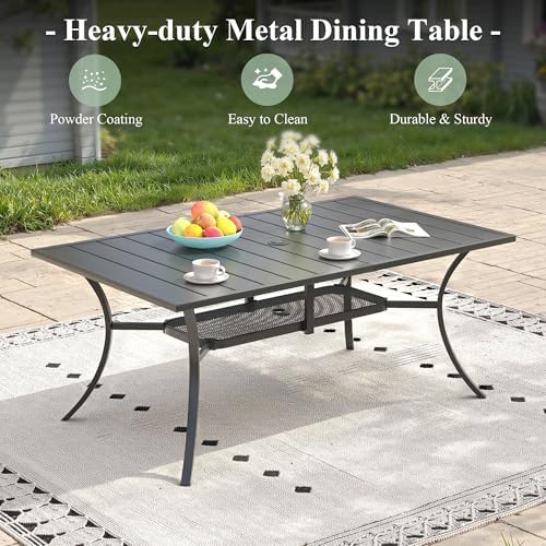 7 Pieces Outdoor Dining Set, Stackable Textilene Patio Chairs & 59.2&quot...