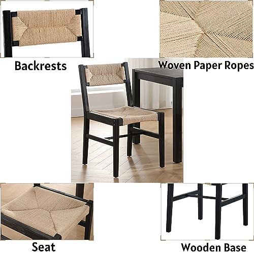 BESTANO Woven Rattan Dining Chairs Set of 4, Farmhouse Wicker Boho Dining Cha...