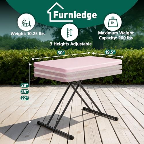 30 Inch Folding Table, Adjustable Height TV Tray for Small Spaces, Heavy Duty...