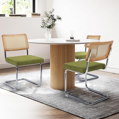 KROFEM Dining Chairs Set of 4,Modern Rattan Kitchen Chairs,Green