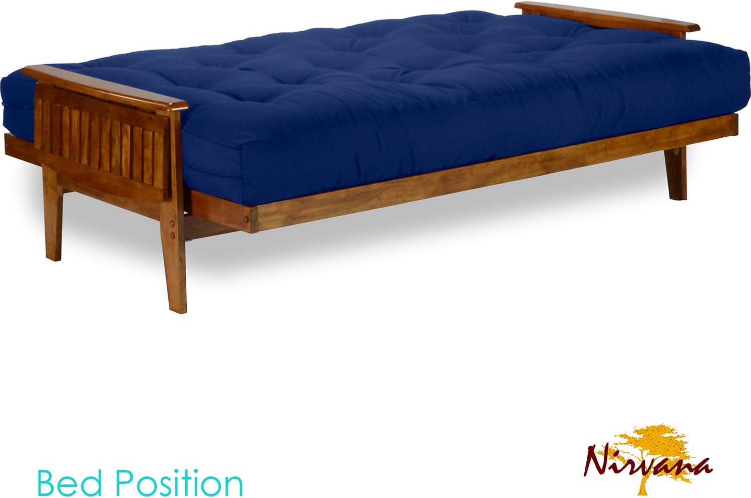 Eastridge Futon Set - Queen Size, Frame, 8" Mattress, Twill Royal Blue Cover