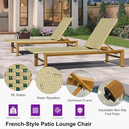 PURPLE LEAF Extra Wide Patio Lounge Chair Resort Wicker Set of 2, Green | Dur...