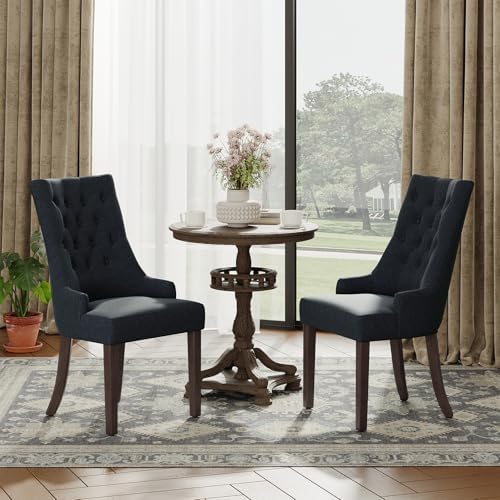 COLAMY Wingback Dining Chairs Set of 4, Black
