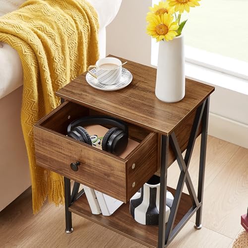 VECELO Nightstands Set of 2, Modern Bedside End Tables, Night Stands with Dra...