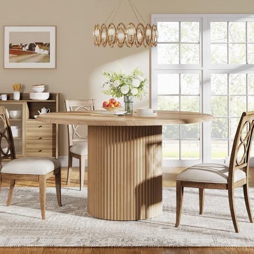 Tribesigns 47" Round Dining Table for 4, Farmhouse Kitchen Table with Me...
