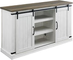 Farmhouse TV Stand for 60inch Television Stand, Entertainment Center with Storage Cabinet and Sliding Barn Doors & Adjustable Shelves, Rustic Media Console Table for Living Room