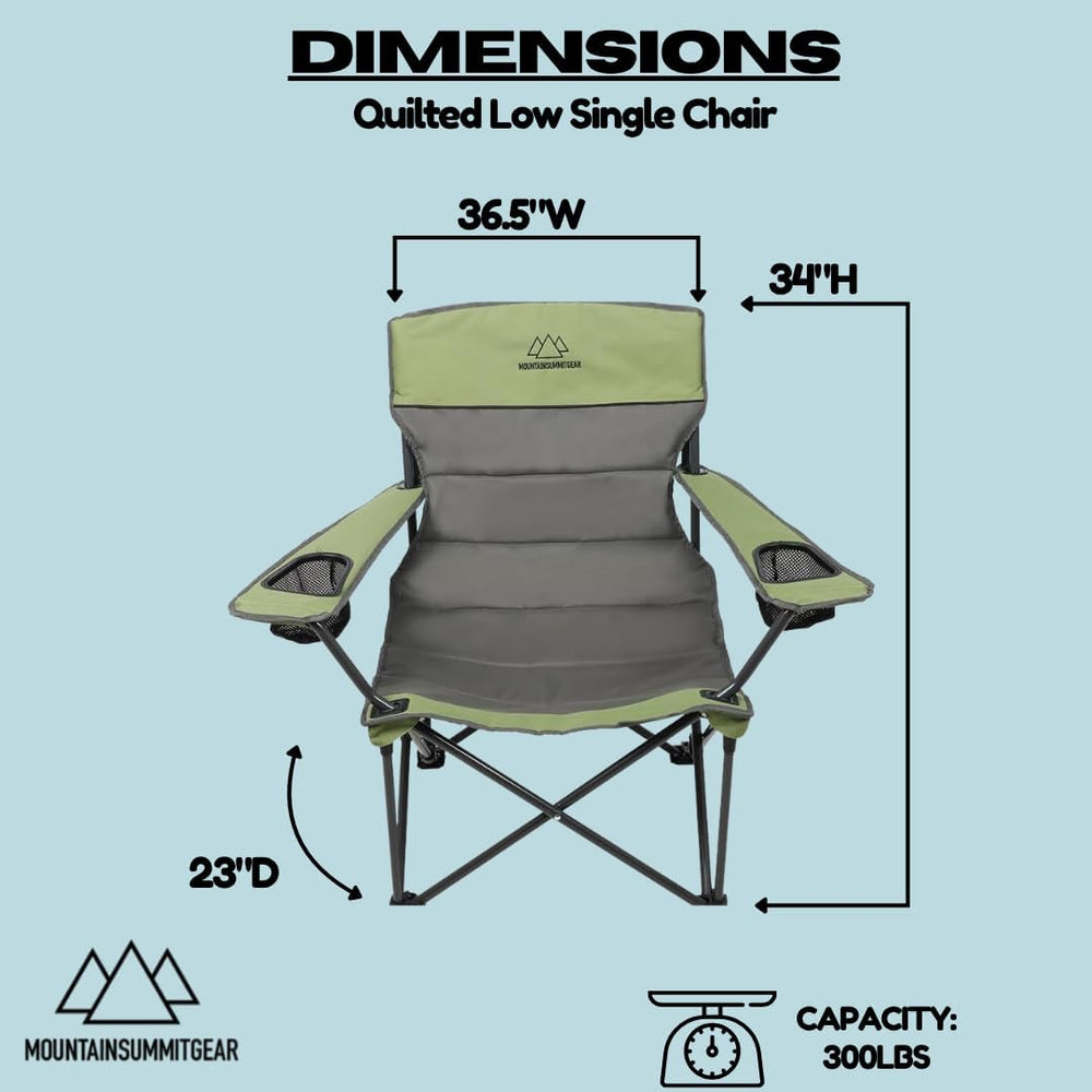 Quilted Double Camping Chair and Single Camping Chair with Padded Seat and Ba...