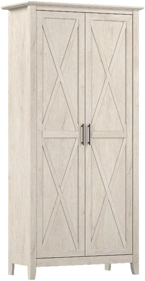 MAKLAINE Tall Engineered Wood Kitchen Pantry Cabinet with Doors, Linen White Oak Finish, Adjustable Shelves, Freestanding Storage Cupboard, Farmhouse Style for Kitchen or Dining Room