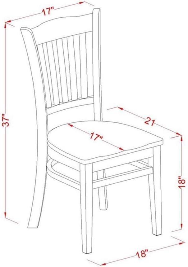 East West Furniture GRC-MAH-W Groton Dining Room Chairs - Slat Back Wood Seat...