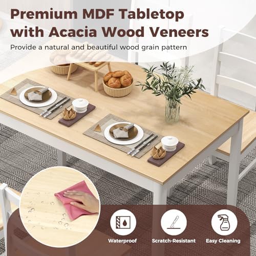 GOFLAME 5 Piece Dining Table Set for 4, Farmhouse Kitchen Table and 4 Chairs ...