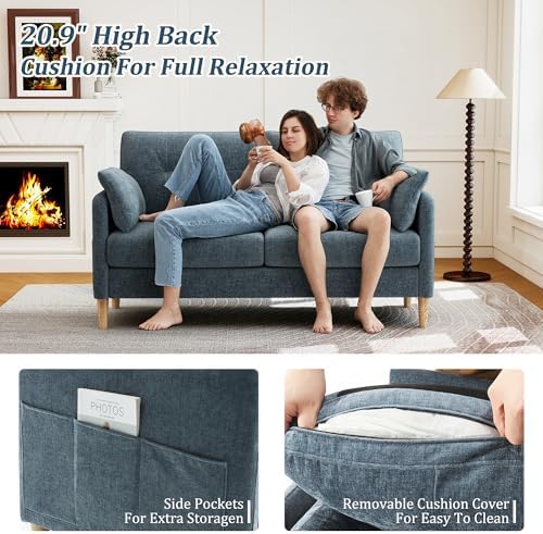Hanherry Loveseat Sofa, 62.6" Small Couch for Living Room, Comfy Chenill...
