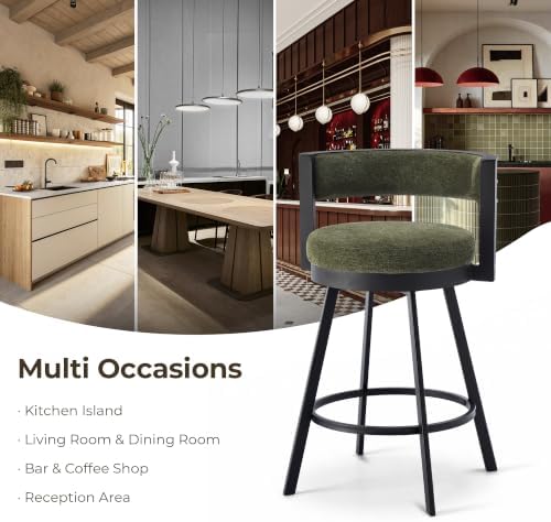 Flouki Swivel Counter Height Bar Stools Set of 2, Upholstered 26.6" Mode...