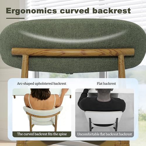 FREKEN Modern Upholstered Dining Chairs Set of 4, Mid-Century Metal Frame wit...