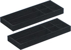 2Pcs Desk Drawer Storage Tray, Nightstand Organizer Tray, Necklace Bracelet Ring Earring Jewelry Display Tray, Grid Table Organizer Holder Tray for Sunglass, Phone, Watch, Perfume (6 grid)/Black