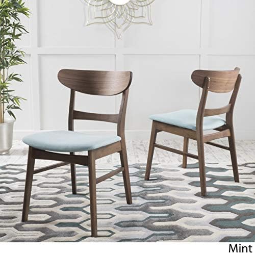 Christopher Knight Home Idalia Dining Chairs, 2-Pcs Set, Mint / Walnut Finish