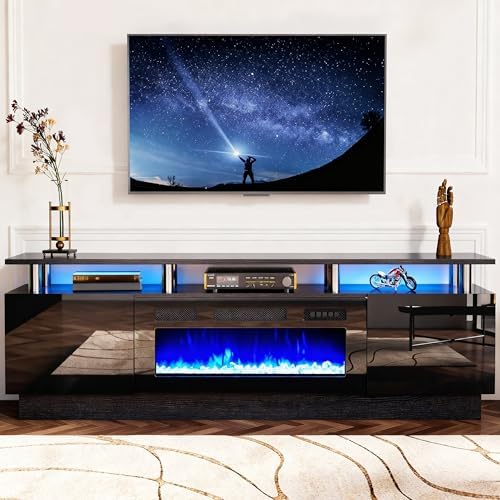 oneinmil Fireplace TV Stand with 36” Electric Fireplace, 2 Tier TV Console St...