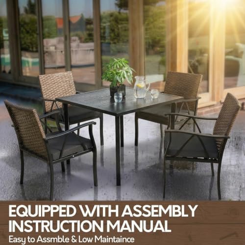 5-Piece Patio Dining Set for 4, Outdoor Dining Set with 4 Wicker Patio Dining...